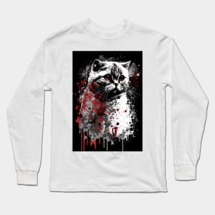 Scottish Fold Cat Portrait Long Sleeve T-Shirt